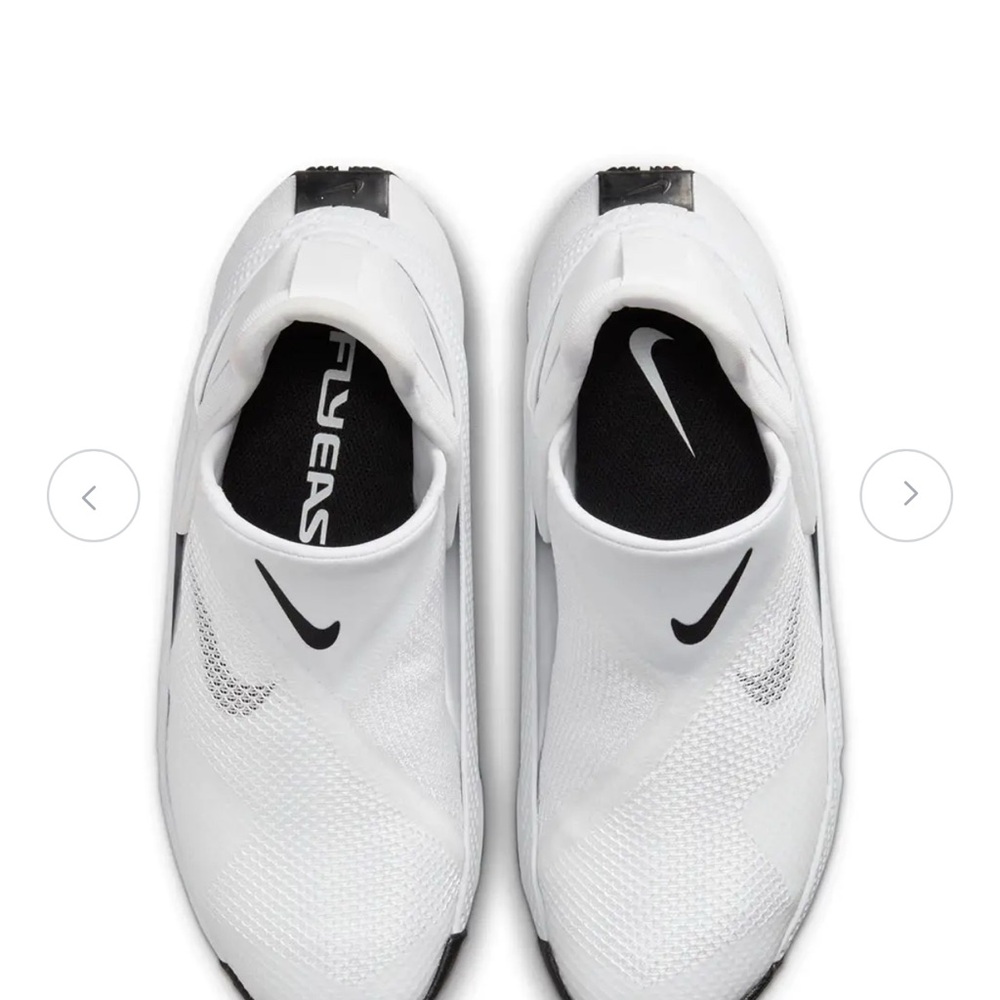 Nike White and Black FlyEase Slip-On Shoes